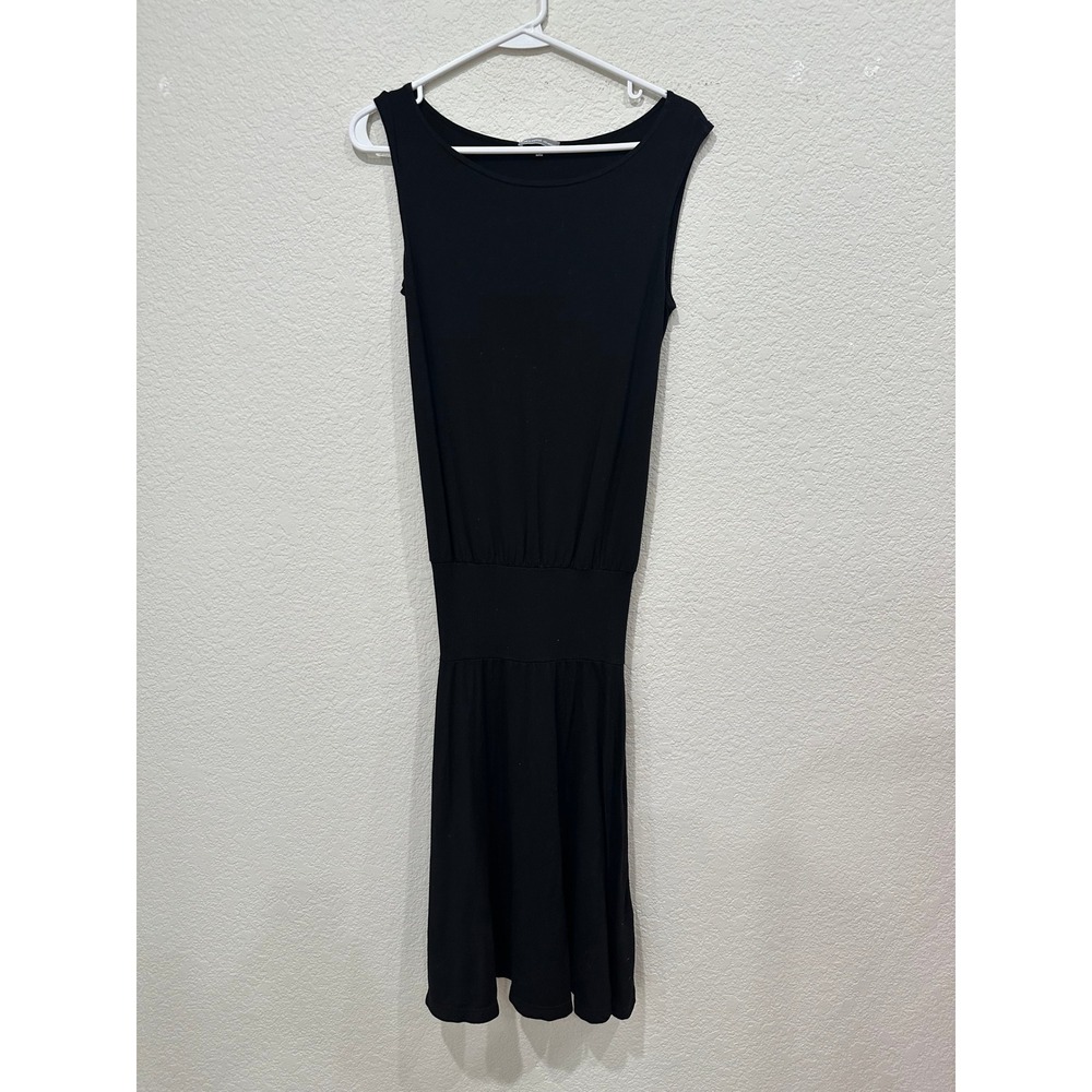 James Perse Black Tencel Sleeveless Smocked Waist Dress WTJ6076 Womens Size 1 S